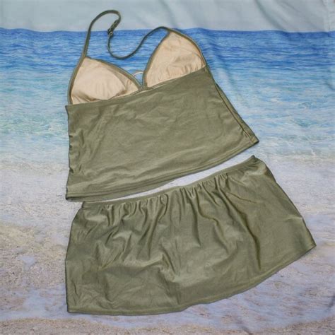 Isaac Mizrahi Swim Issac Mizrahi Tankini Swimsuit Set High Waisted Bikini Green Set Medium