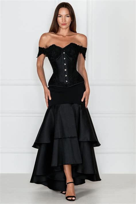 Black Longline Corset Top With Lace Cap Sleeve Corset Story Us Haut