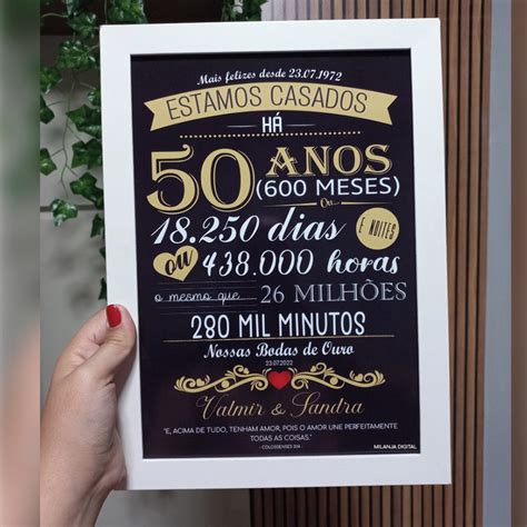 Quadro Bodas De Ouro Personalizado A4 Elo7 Produtos Especiais