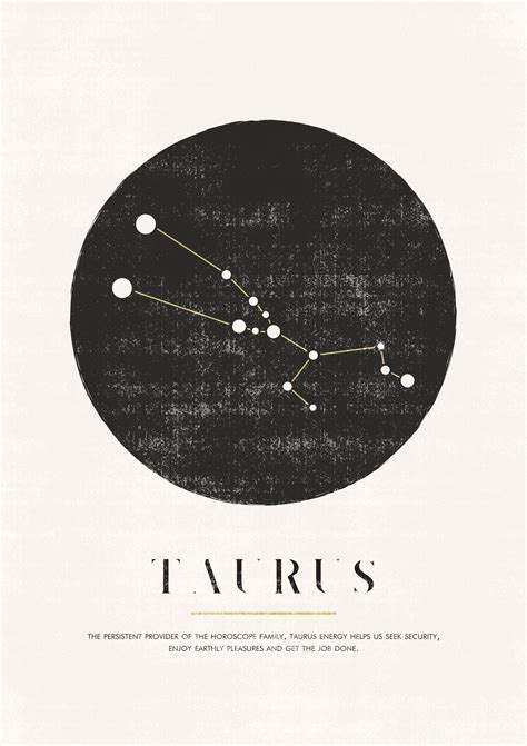 Taurus The Bull Astrology Print Constellation Poster Art Zodiak Svg