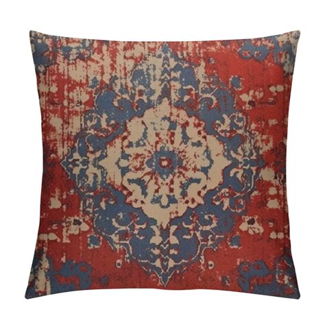 Nawypu Boho Red Throw Pillow Cover Bohemia Ethnic Style Carpet Pattern