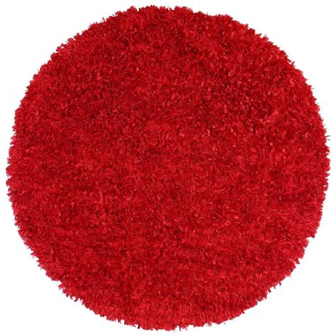 Red Shag 2 Ft X 2 Ft Round Area Rug Ss2005r The Home Depot