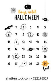 Days Until Halloween Halloween Countdown October Stock Vector (Royalty ...