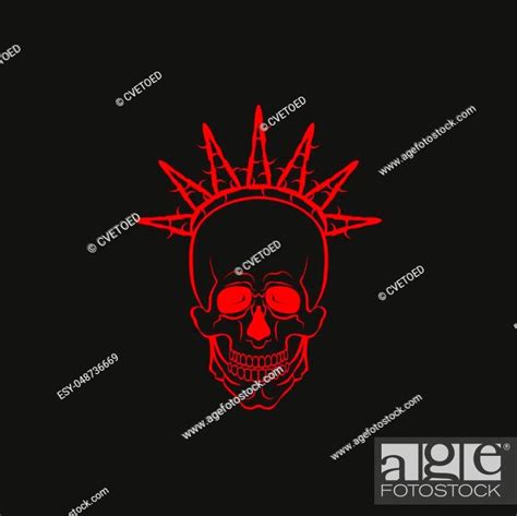 Red Skull With Barbed Wire Concept Vector Illustration On Dark