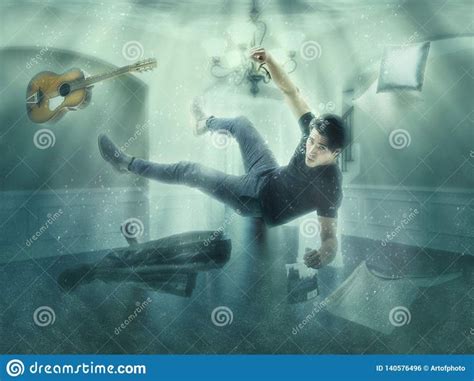 underwater person floating  water