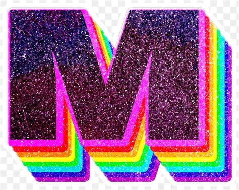 M Letter Layered Rainbow Glitter Png Sticker Alphabet Font Free Image By