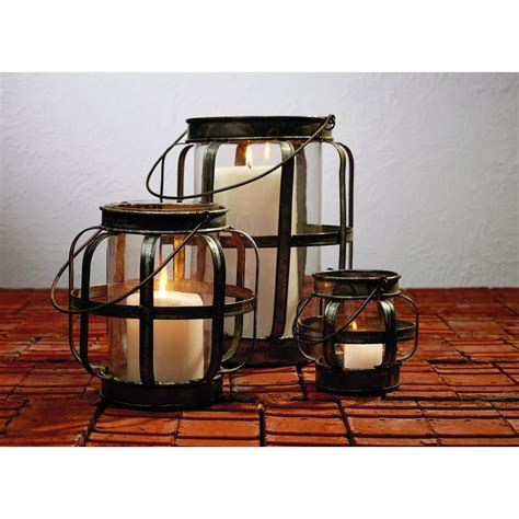 Large Galvanized Metal & Glass Lantern Candle Holder - Walmart.com ...