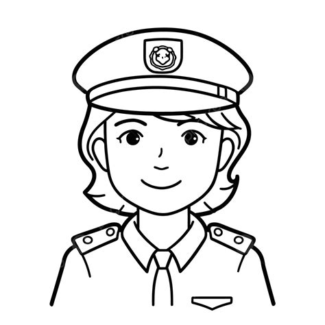 Simple Outline Drawing Of A Female Police Officer Sketch Vector, Wing ...