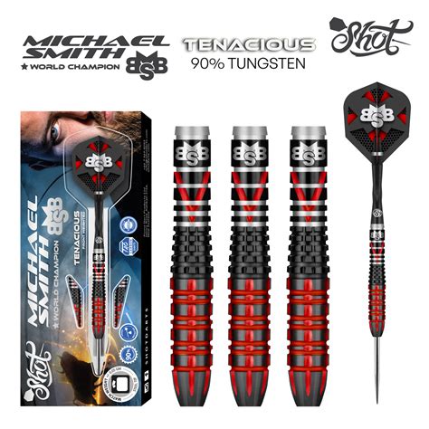 Michael Smith Tenacious Steel Tip Dart Set Front Weighted Black