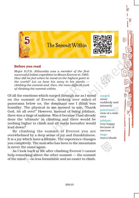 Ncert Book For Class English Chapter The Summit Within Indcareer Docs