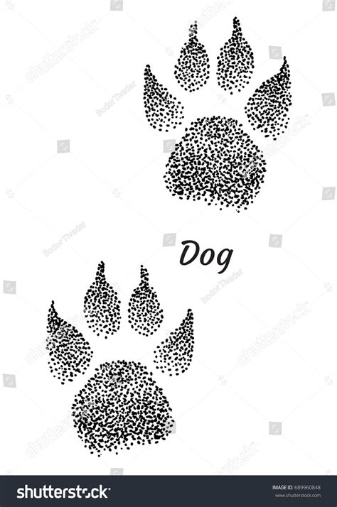 Dog Footprint Illustration Drawing Engraving Ink Stock Vector (Royalty ...