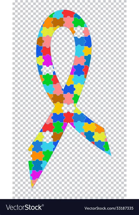 Autism Awareness Ribbon Puzzle Pattern Royalty Free Vector