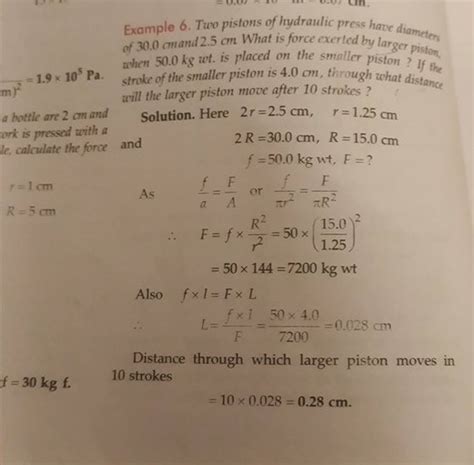 Example Two Pistons Of Hydraulic Press Have Diameters Of Cmand
