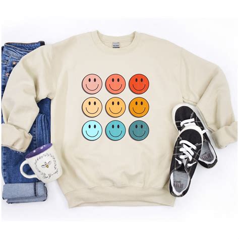 Smiley Face Sweatshirt, Smiley Face T-shirt, 70s Sweatshirt, Women's Sweatshirt, Hippie Hoodie ...