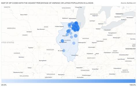 Percentage Of Hispanic Or Latino Population In Illinois By Zip Code In 2024 Zip Atlas