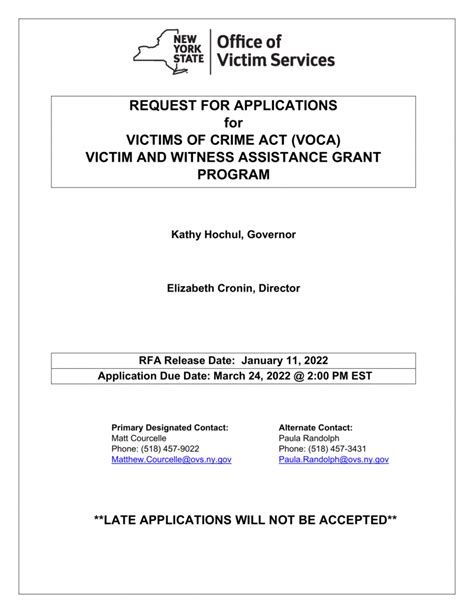 Nycaasa 2022 Rfa Victims Of Crime Act Victim And Witness Assistance