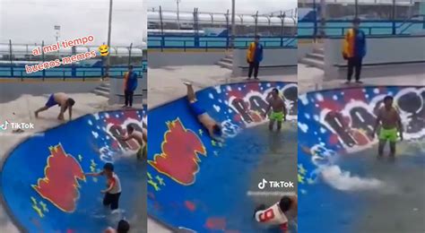 TikTok viral Perú Jóvenes se divierten usando skatepark como piscina