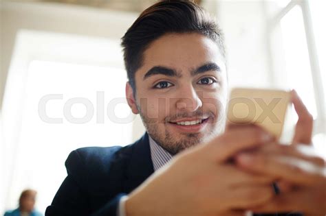 Man Texting Stock Image Colourbox