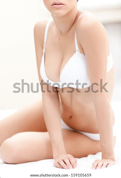 Body Halfnaked Woman White Underwear White Stock Photo 159105659