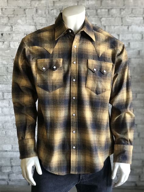 Slim Fit Plush Flannel Plaid Western Shirt SP647 TOAST By Rockmount