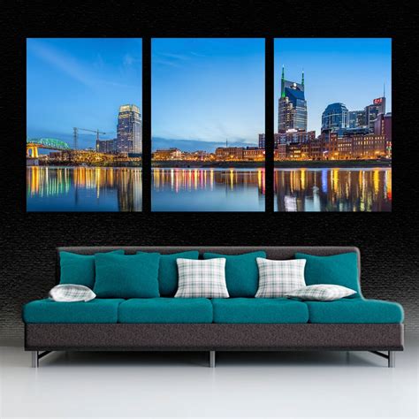 Nashville Tennessee Skyline Canvas Print Wall Art 3 Panel Split ...