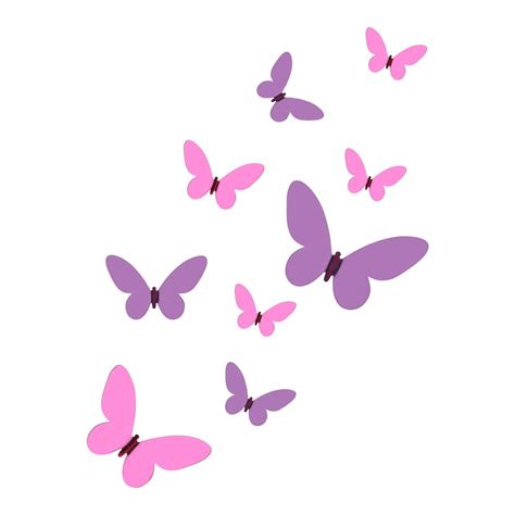 Mariposas 3d Para Pared DiseÑo Full Morado Y Rosa 9 Piezas The Home