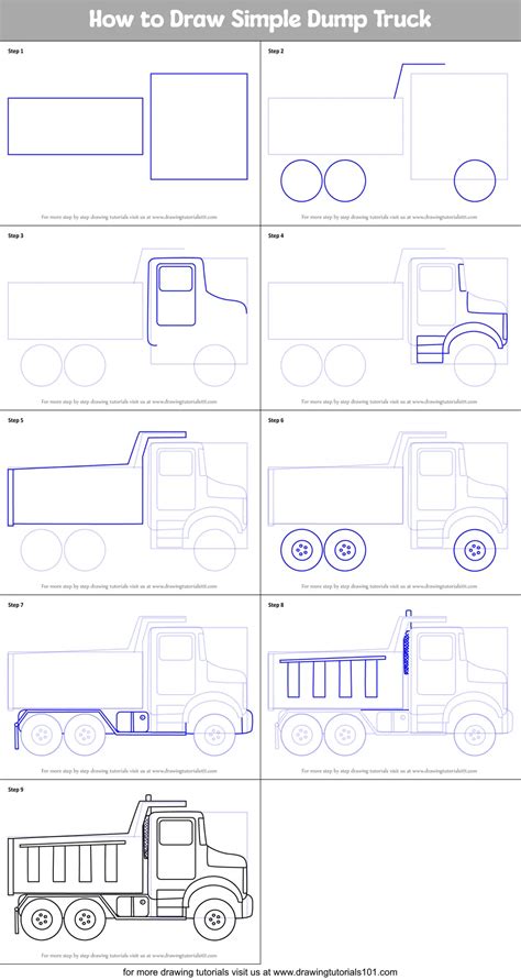 How to Draw Simple Dump Truck (Trucks) Step by Step ...