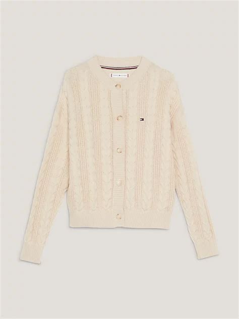 Cable Knit Relaxed Fit Cardigan Beige Tommy Hilfiger