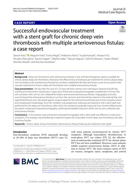 Pdf Successful Endovascular Treatment With A Stent Graft For Chronic Deep Vein Thrombosis With