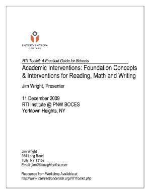 Fillable Online Academic Interventions Foundation Concepts Fax Email