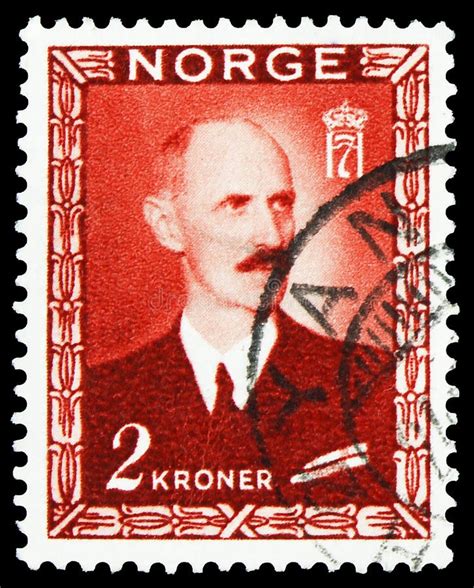 Postage Stamp Printed In Norway Shows King Haakon Vii Serie Circa