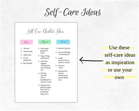 Self Care Checklist Wellbeing Checklist Self Care Pdf Printable