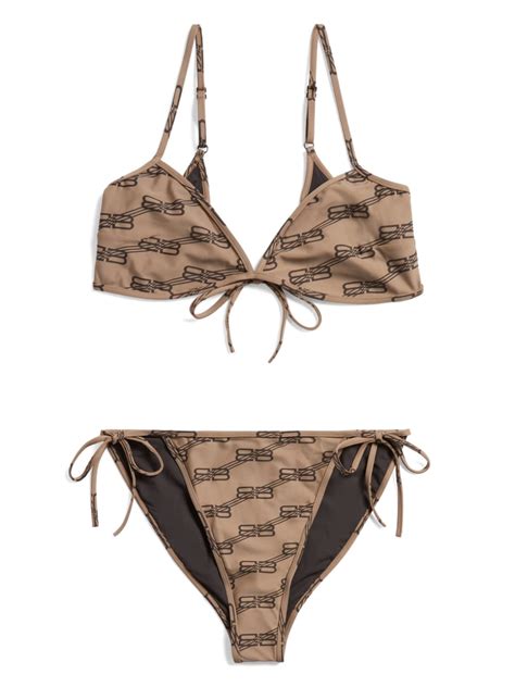 Balenciaga Bb Monogram Print Bikini Set In Nude ModeSens