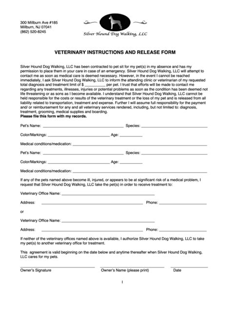 Free Printable Veterinary Forms