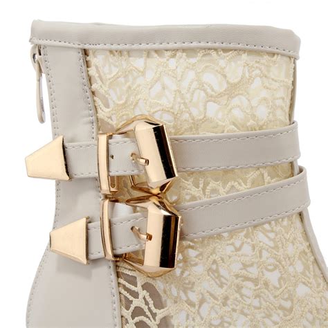 Beautiful White Wedge Boots With Lace Detail On Luulla