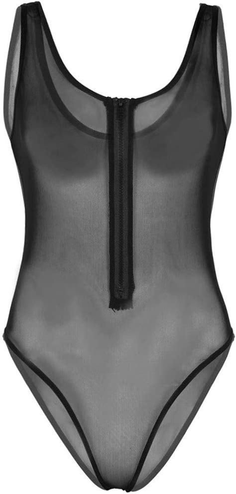 iixpin Damen Lingerie Mesh Body Wäsche Transparent Bodysuit Overall