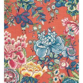 Peony Garden Fabric In Coral By Thibaut Jane Clayton