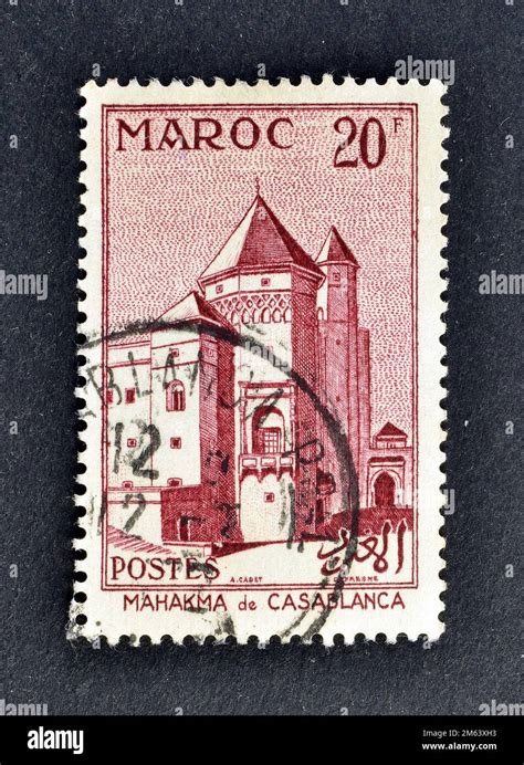 Postage Stamp Printed By Morocco That Shows Mahakma Casablanca Circa