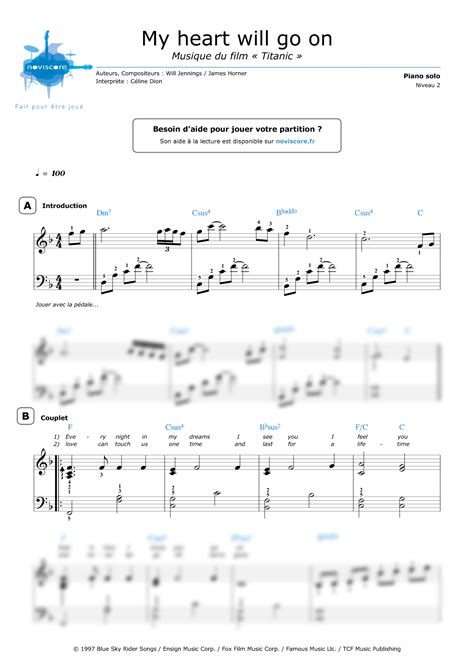 Partition Piano Facile Titanic