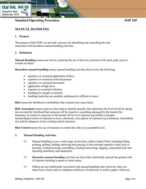 Manual Material Handling Sop