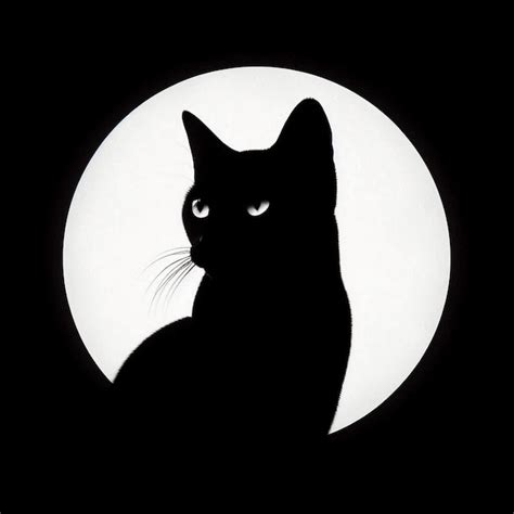 Um Gato Preto Em Silhueta Contra Uma Lua Cheia Imagem Premium Gerada