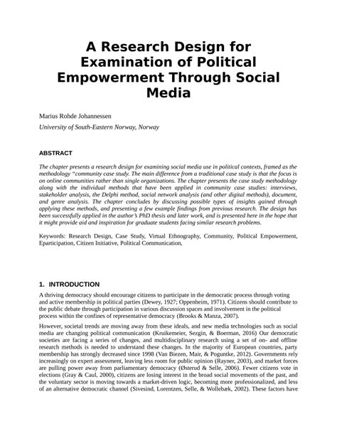 Pdf A Research Design For Examination Of Political Empowerment Through Social Media