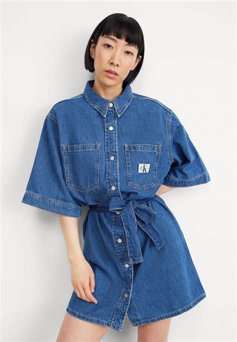 Calvin Klein Jeans Boxy Belted Shirt Dress Spijkerjurk Denim Light