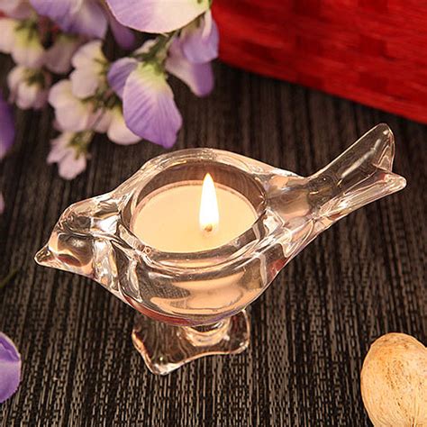 Love Bird Bird Shaped Crystallike Glass Candle Holder With Tealight Candle