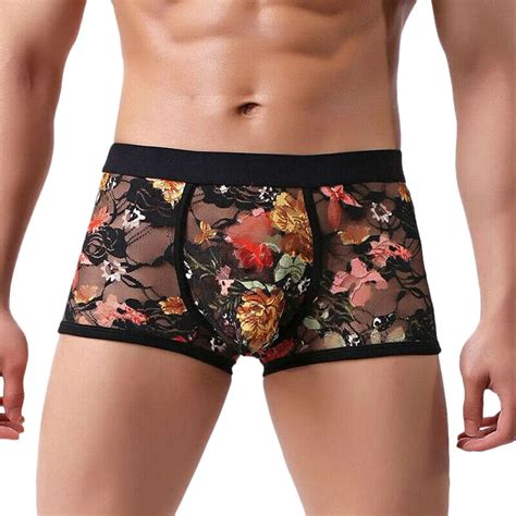 Sexy Underwear Men With Pouch Gay Sexy Lingerie Lace Boxer Breathable