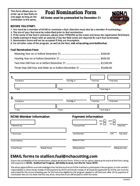 Fillable Online This Form Allows You To Foal Nomination Form Nominator