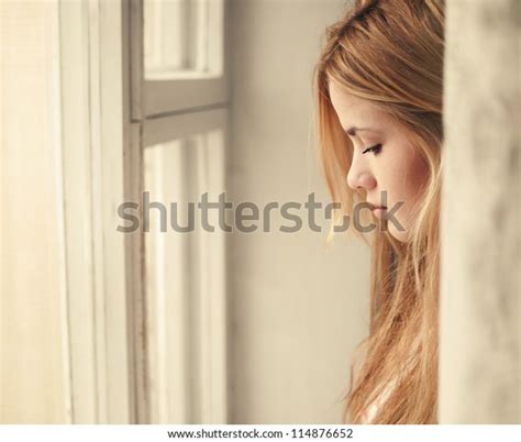 Portrait Beautiful Blonde Window Stock Photo Shutterstock