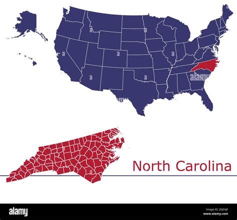 North Carolina Counties Vector Map Outline With Usa Map Colors National