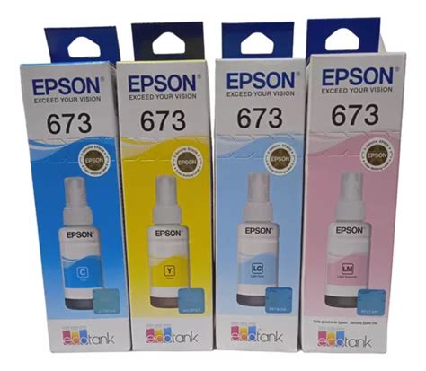 Kit 4 Botellas Tinta Epson T673 Cian Amarillo Lc Lm Envío gratis