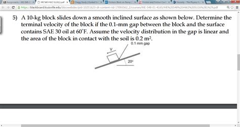 Solved A Kg Block Slides Down A Smooth Inclined Surface Chegg